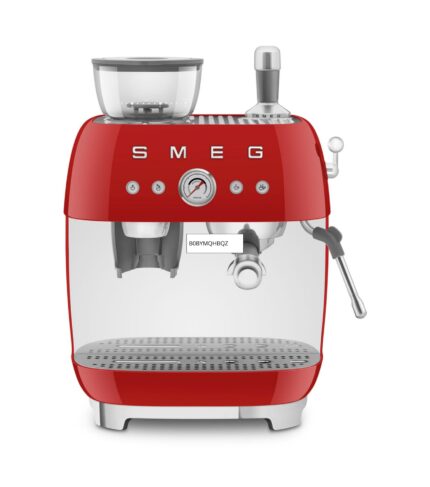 Smeg EGF03RDEU Siebträger-Espressomaschine Rot – Doppel-Thermoblock, integrierte Mühle & Manometer
