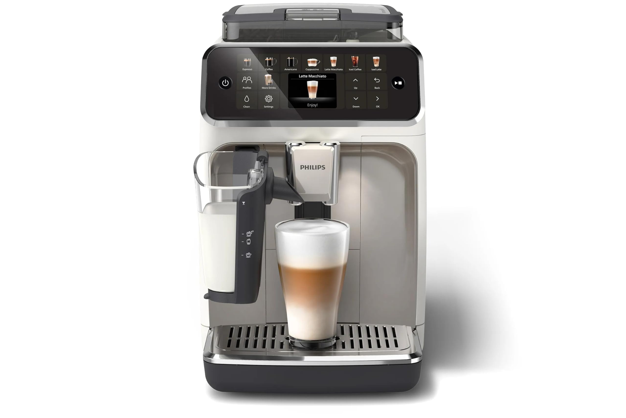 61XbAEWhMFL PHILIPS Serie 5500 LatteGo EP5543/90 Kaffeevollautomat Weiß/Chrom – 20 Heiß- & Kaltspezialitäten & SilentBrew – Bild 1