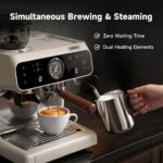 HIBREW H7B Siebträger-Espressomaschine Gelb – Integriertes 48mm Kegelmahlwerk, Duales Heizsystem & 2800W Dampfleistung – Bild 2
