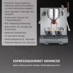 Caso 01825 Semi-Profi Siebträgermaschine Silber – 19 bar Ulka-Pumpe, PID-Steuerung & 2 Siebträger – Bild 2